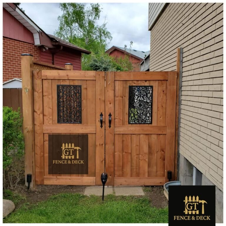 Custom cedar gate by GT Fence and Deck, covered by our terms of service